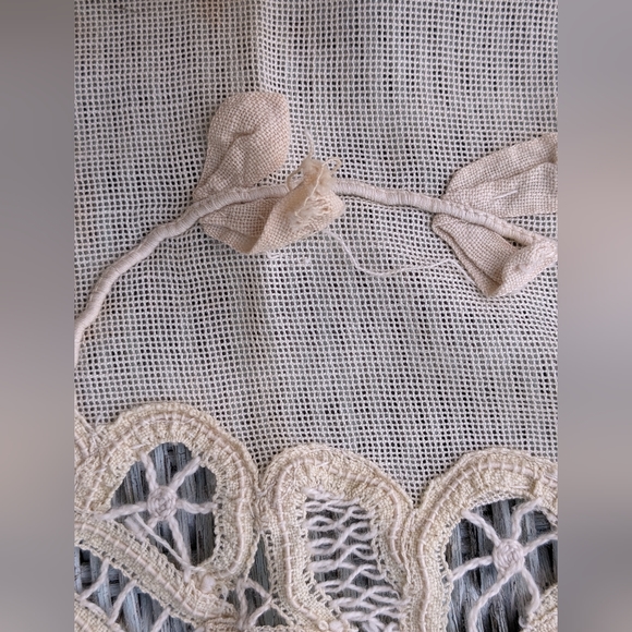 Antique Applique Leaves Battenburg Tape Lace Net Victorian Pillow Layover 90x31 - Picture 2 of 10